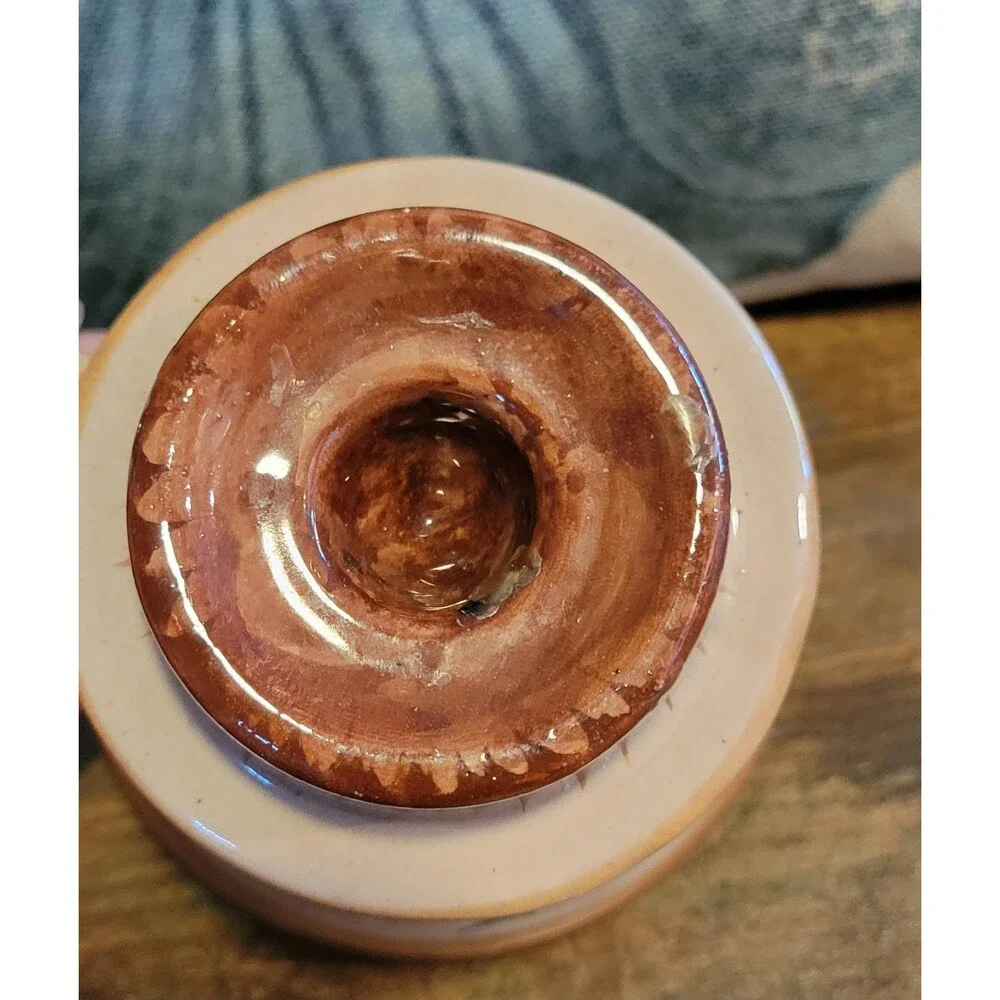 Pottery Candlestick Holder with Pretty Bird - Made in Mexico, Signed - 1980s